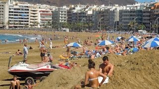 Las Palmas Las Canteras beach Gran Canaria Spain [upl. by Corette]