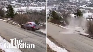 Ott Tanak walks away after dramatic crash in Monte Carlo Rally [upl. by Orfinger]