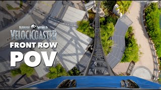 Front Row POV Jurassic World VelociCoaster  Islands of Adventure [upl. by Idden959]