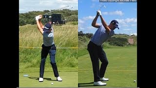 Justin Thomas golf swing  Long Iron faceon amp downtheline July 2017 [upl. by Anestassia]