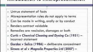 Misrepresentation Lecture 1 of 4 [upl. by Vaish]